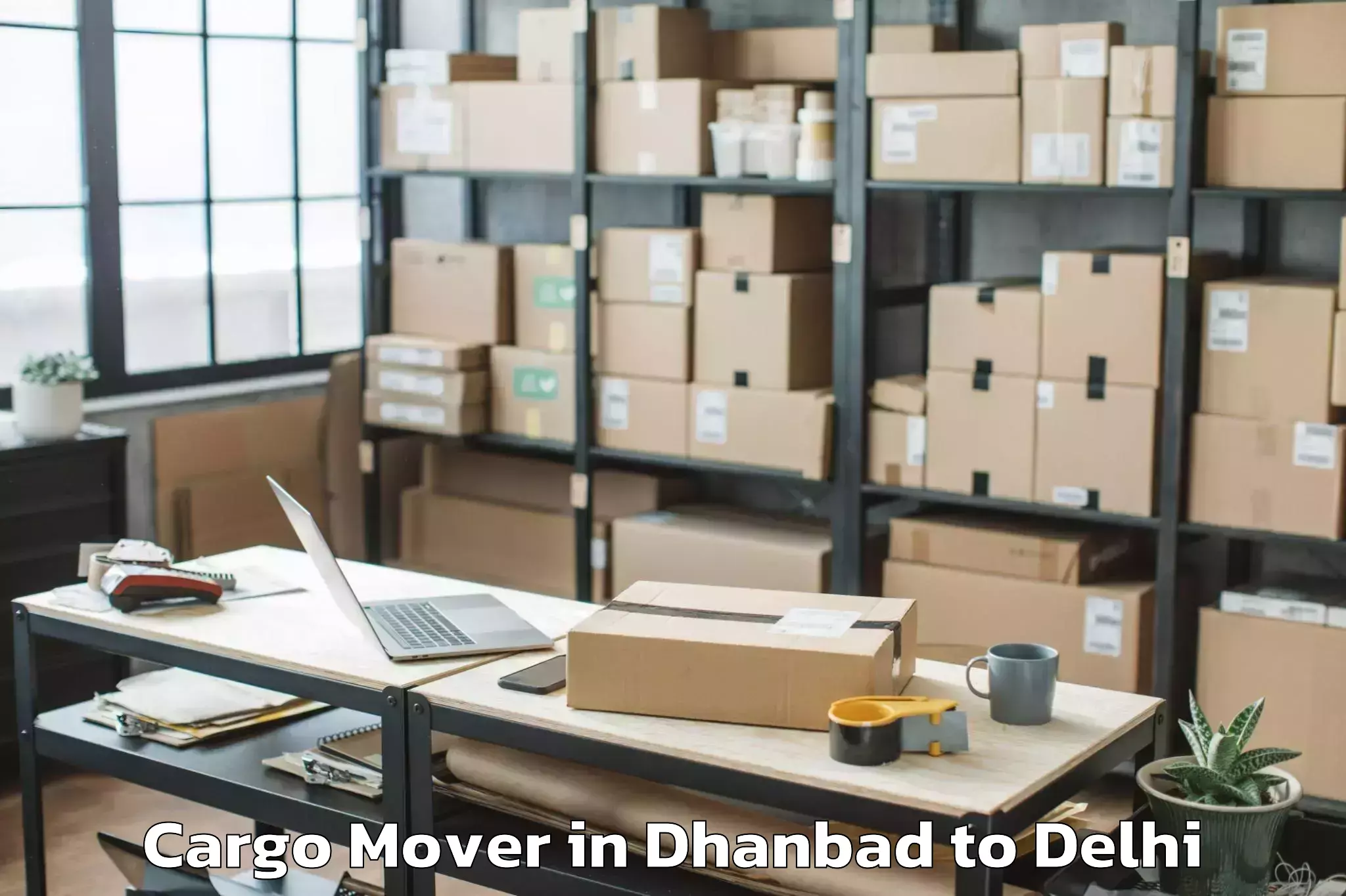 Top Dhanbad to Westend Mall Delhi Cargo Mover Available